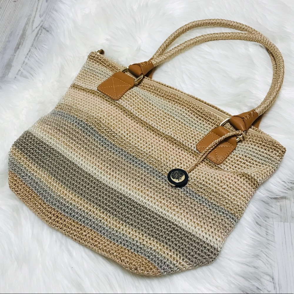 LIKE NEW Sak Classic Crochet Striped Shoulder Bag